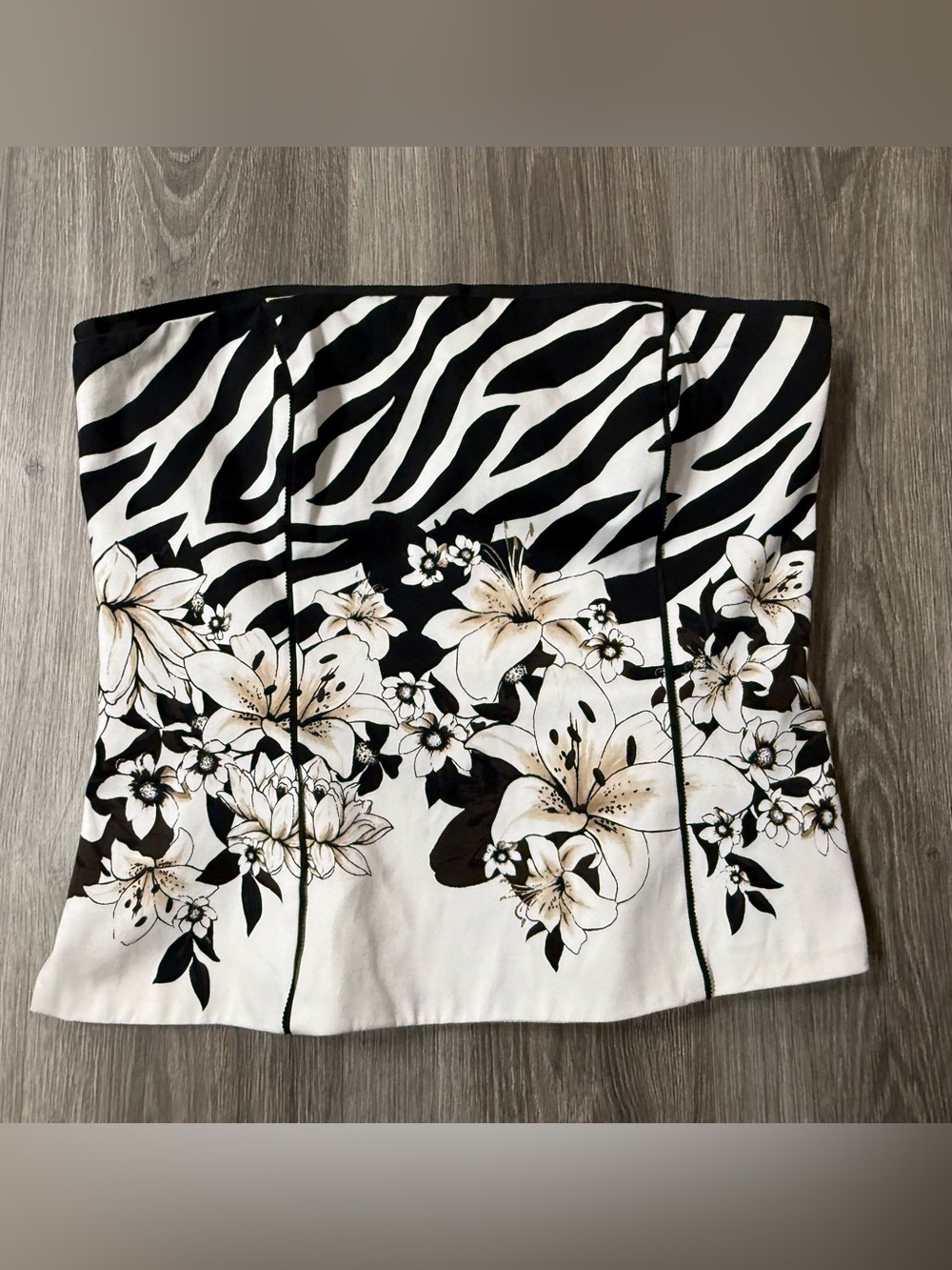 WHBM Strapless Corset Top | Zebra & Floral Print | Bustier | Size 8